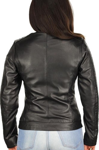 Versano  Dames jas leer Atlanta bikerjack Black-3