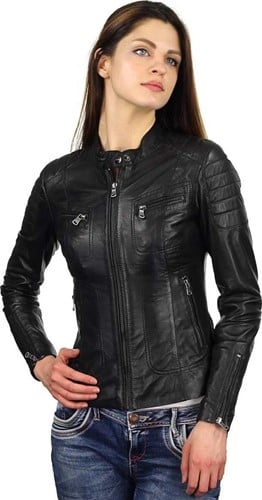 Versano  Dames jas leer Miami bikerjack Black