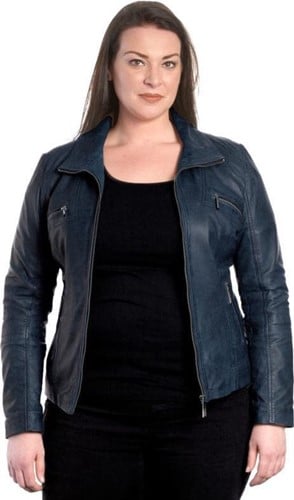 Versano  Dames jas leer Pino grote maten Blue