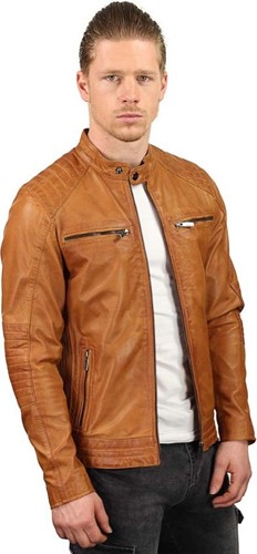 Versano  Herenjas leer Reno biker padded schouder en elleboog Cognac