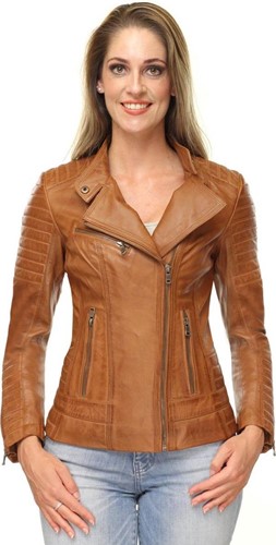 Versano New Phoenix Leren Dames Bikerjack Dames Jas M - Cognac
