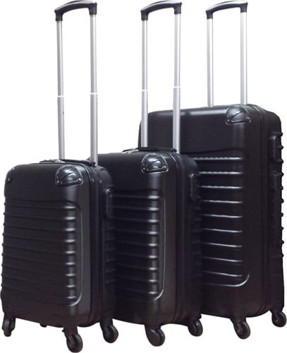 Castillo Quadrant 3 delige ABS Kofferset - 2 x handbagage koffer / 1 x grote koffer - Zwart