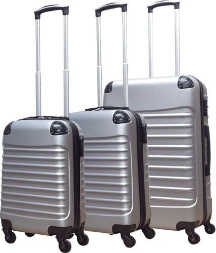 Castillo Quadrant 3 delige ABS Kofferset - 2 x handbagage koffer / 1 x grote koffer - Zilver