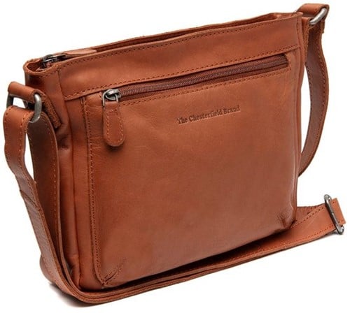 Chesterfield Aston Washed Waxed Pull Up Schoudertas - Cognac