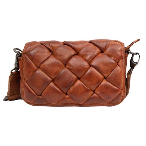 Bear Design Nola Quilt & Weave Schoudertas - Cognac