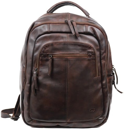 Bear Design Mace Leren Laptoprugzak - 15,6 inch - Bruin