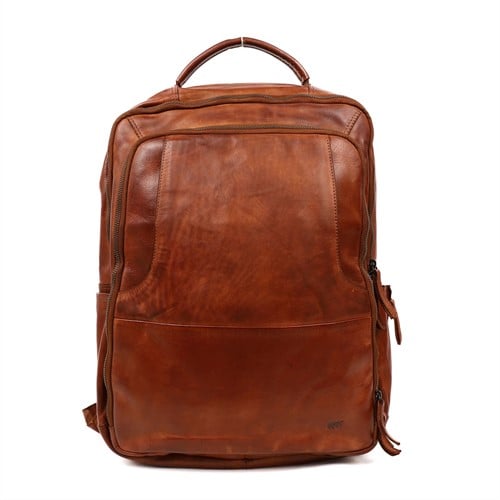 Bear Design Jayden L Leren Laptoprugzak - 17,3 inch - Cognac