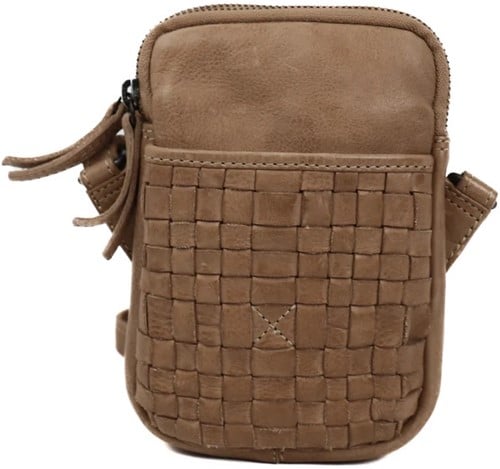 Bear Design Saske Woven Leren Schoudertas / Crossbodytas - Baltic Beige