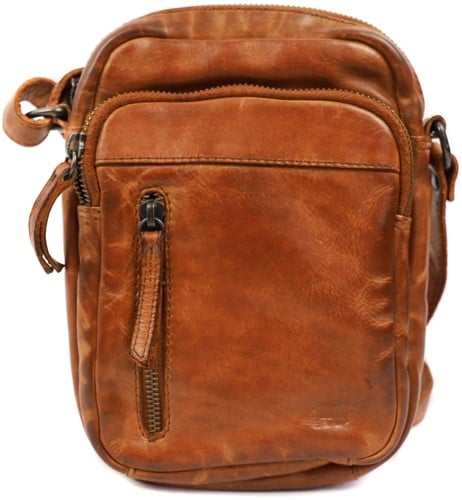 Bear Design Karin Leren Schoudertas / Crossbodytas - Cognac