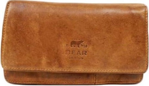 Bear Design Emma Leren Overslagportemonnee - Cognac