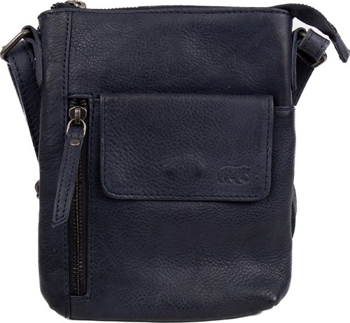 Bear Design Davide Leren Schoudertasje - Navy Blauw
