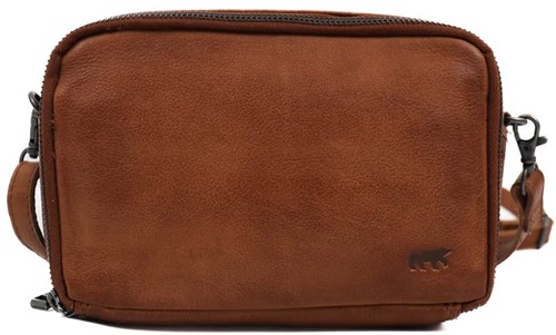 Bear Design Eleonora Leren Schoudertasje - Cognac