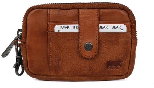Bear Design Maise Leren Sleuteletui / Ritsportemonnee - Cognac