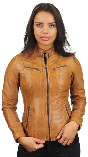 Versano Tulsa Leren Dames Bikerjack Dames Jas L - Cognac