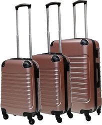 Castillo Quadrant 3 delige ABS Kofferset - 2 x handbagage koffer / 1 x grote koffer - Rosé Gold