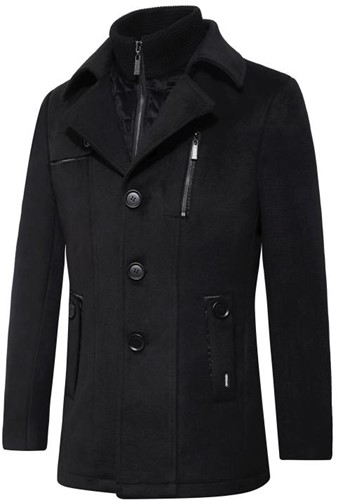 Versano Jack Heren Korte Mantel Manteljas Winterjas L - Zwart