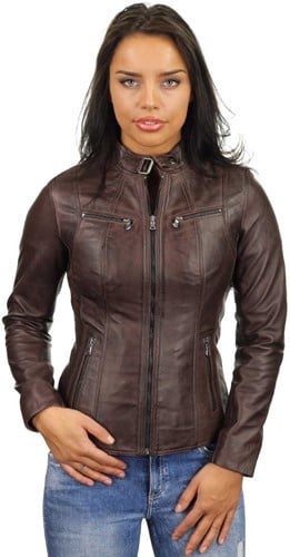 Versano Tulsa Leren Dames Bikerjack Dames Jas L - Bruin