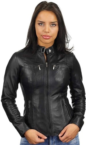 Versano Tulsa Leren Dames Bikerjack Dames Jas L - Zwart
