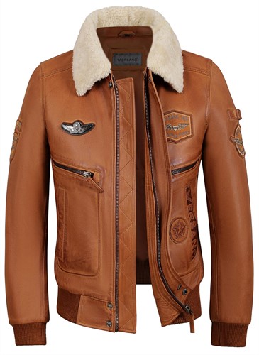 Versano Maverick Leren Heren Jas / Pilotenjack 3XL - Cognac