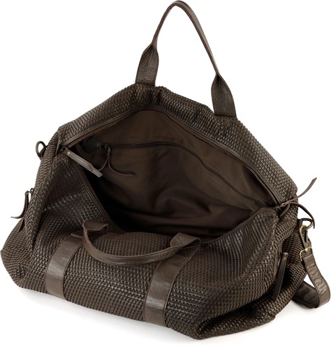 Bear Design Vesper Gevlochten Leren Weekendtas - Reistas - Bruin-2