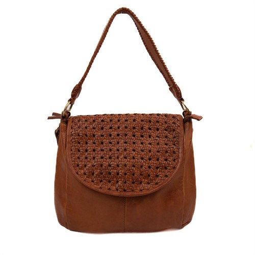 Bear Design Senorita Vlecht Leren Hobotas - Cognac