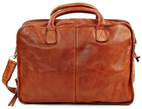 Bear Design Oswald Leren 2-vaks Aktetas / Laptoptas - 14 inch - Cognac