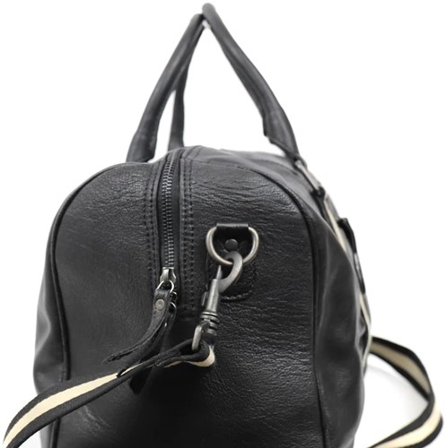 Bear Design Anthony Stripe Leren Weekendtas / Reistas - Zwart-2