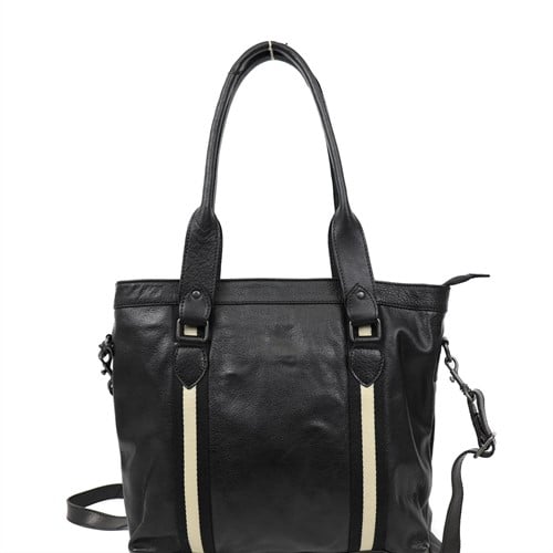 Bear Design Tygo Stripe Leren Handtas / Schoudertas - Zwart