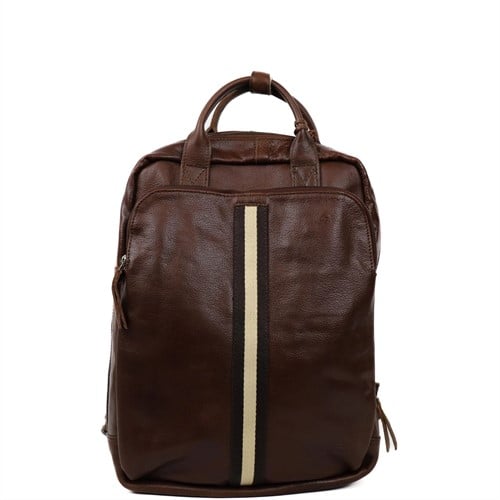 Bear Design Jelmer Stripe Leren Rugzak - Bruin