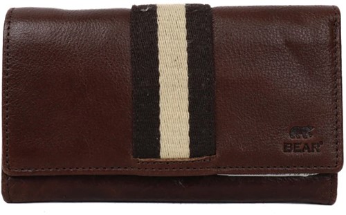 Bear Design Sweety XL Stripe Leren Overslagportemonnee - Bruin
