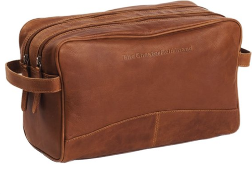 Chesterfield Stefan Waxed Pull Up Toilettas - Cognac
