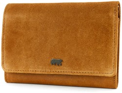 Bear Design Flappie Suede Leren Overslagportemonnee - Cognac