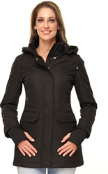 Versano  Dames winterjas halflang/verborgen knopen zonder bont Black
